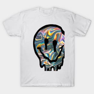 Holographic Drippy Smiley Face T-Shirt